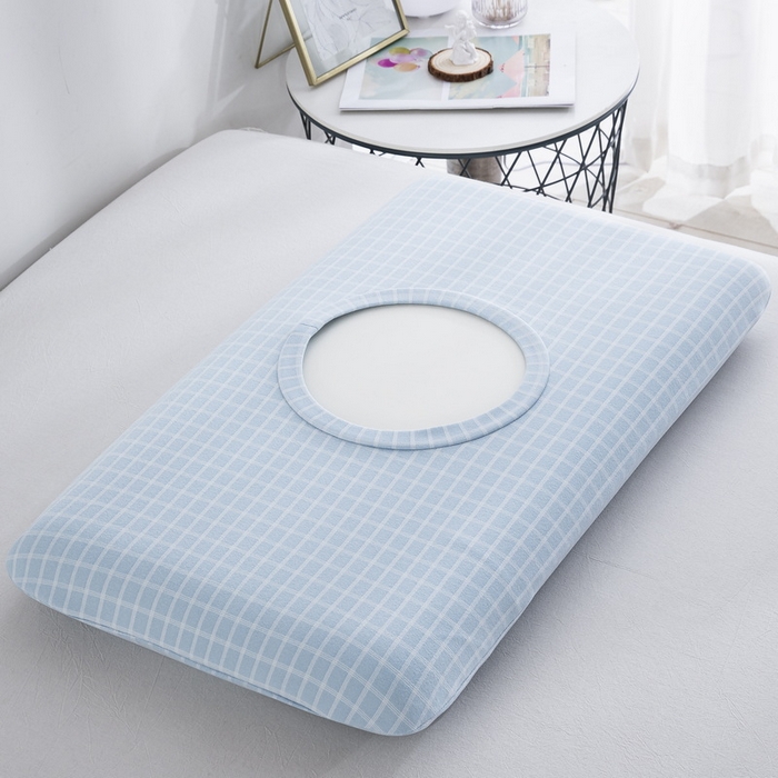 91家纺网 家纺一手货源 找家纺 大黄蜂家居家纺 2025新款暖感德绒万能魔术枕套 蓝小格