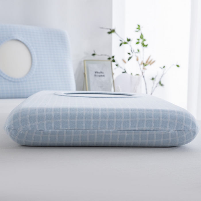 91家纺网 家纺一手货源 找家纺 大黄蜂家居家纺 2025新款暖感德绒万能魔术枕套 蓝小格