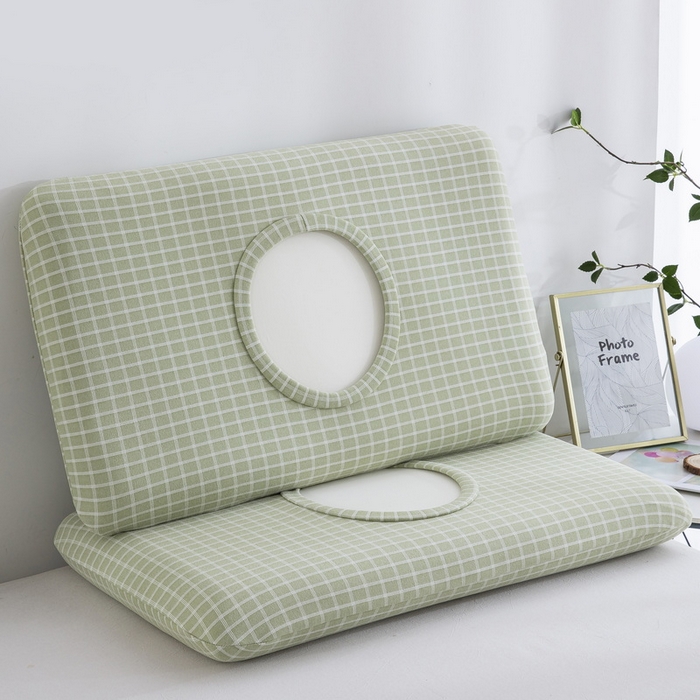 91家纺网 家纺一手货源 找家纺 大黄蜂家居家纺 2025新款暖感德绒万能魔术枕套 草绿小格