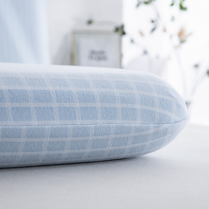 91家纺网 家纺一手货源 找家纺 大黄蜂家居家纺 2025新款暖感德绒万能魔术枕套 蓝小格