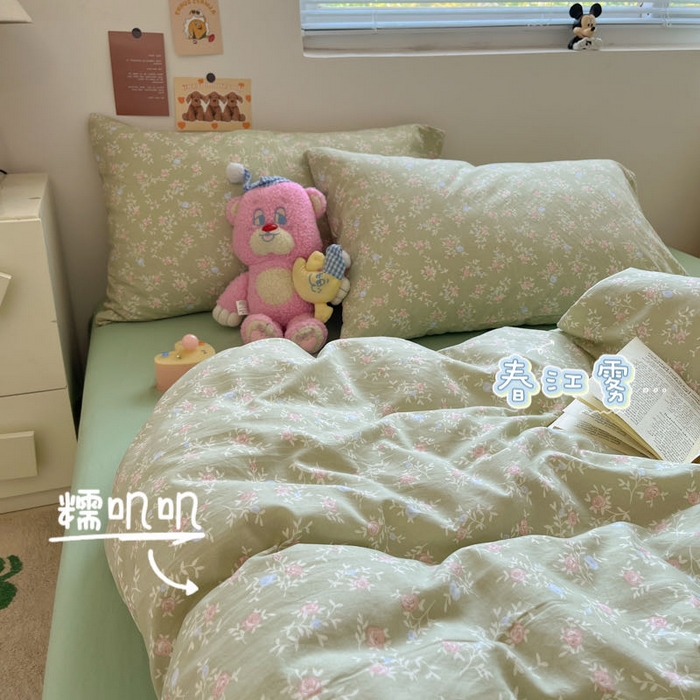 91家纺网 家纺一手货源 找家纺 （总）澜妃 2025新款糯叽叽水洗棉简单款四件套