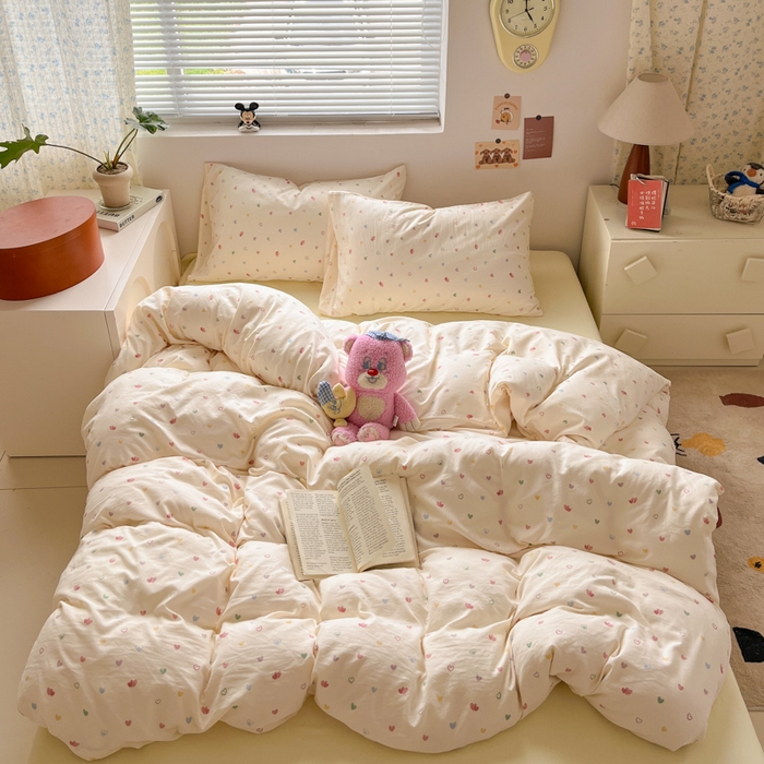 91家纺网 家纺一手货源 找家纺 （总）澜妃 2025新款糯叽叽水洗棉简单款四件套