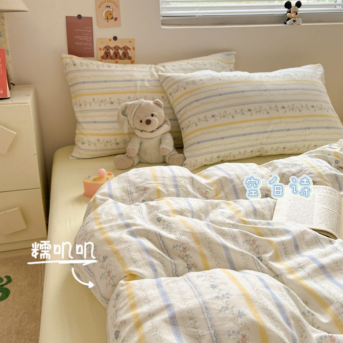 91家纺网 家纺一手货源 找家纺 （总）澜妃 2025新款糯叽叽水洗棉简单款四件套