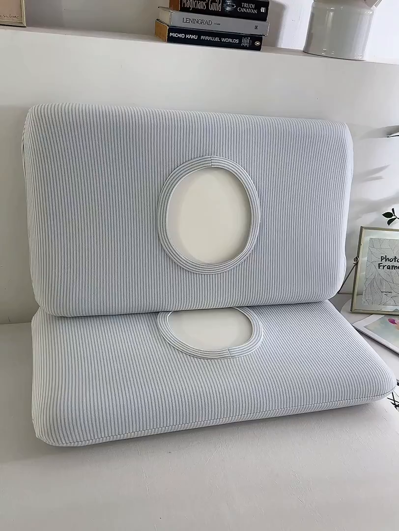 91家纺网 家纺一手货源 找家纺 大黄蜂家居家纺 2025新款暖感德绒万能魔术枕套 蓝细条