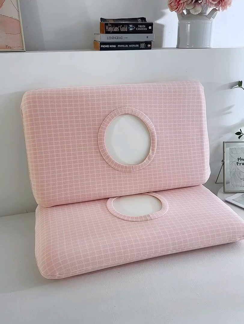 91家纺网 家纺一手货源 找家纺 大黄蜂家居家纺 2025新款暖感德绒万能魔术枕套 粉小格