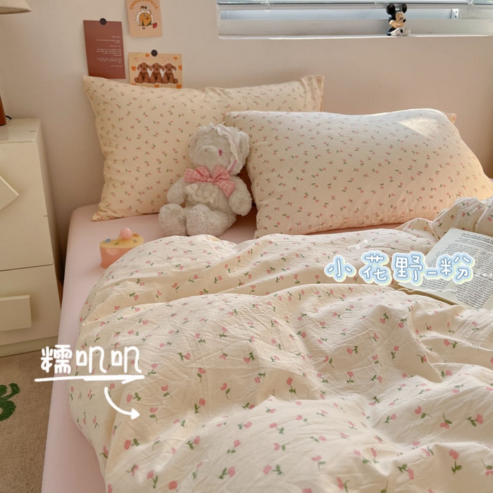 91家纺网 家纺一手货源 找家纺 （总）澜妃 2025新款糯叽叽水洗棉简单款四件套