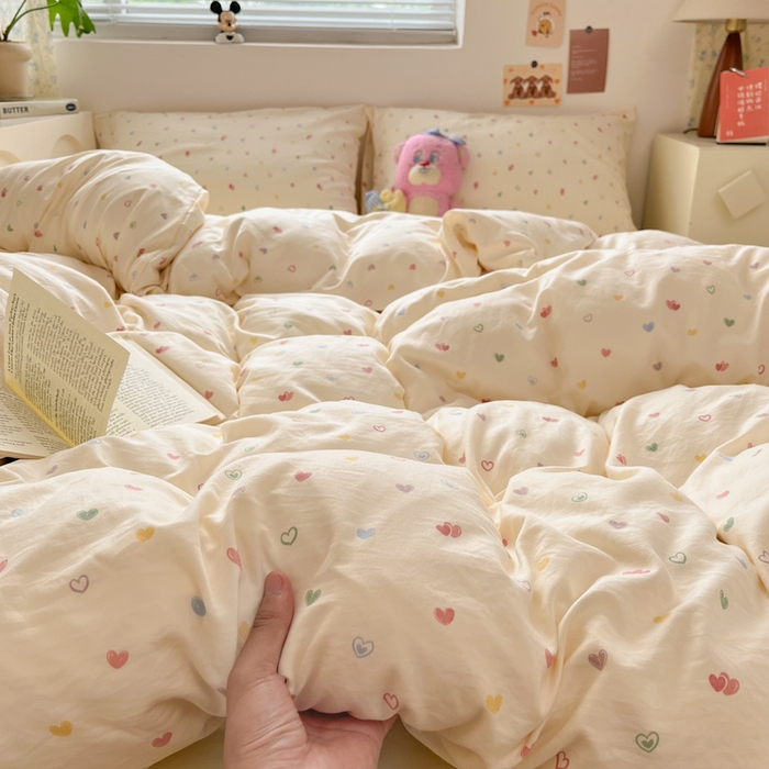 91家纺网 家纺一手货源 找家纺 （总）澜妃 2025新款糯叽叽水洗棉简单款四件套