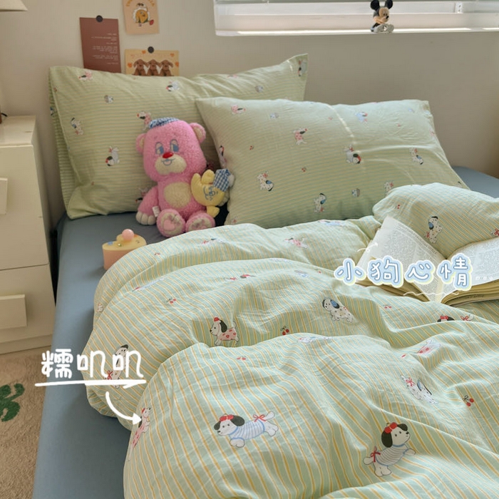 91家纺网 家纺一手货源 找家纺 （总）澜妃 2025新款糯叽叽水洗棉简单款四件套