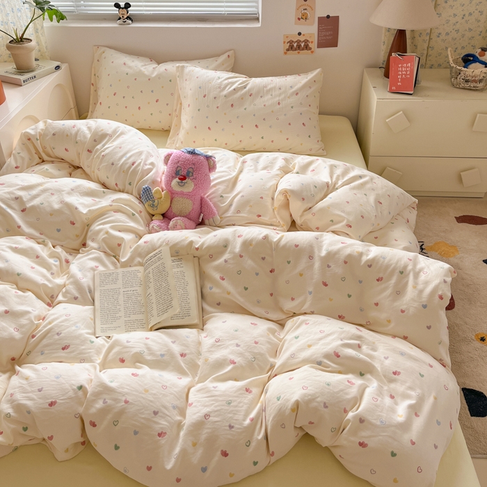 91家纺网 家纺一手货源 找家纺 （总）澜妃 2025新款糯叽叽水洗棉简单款四件套