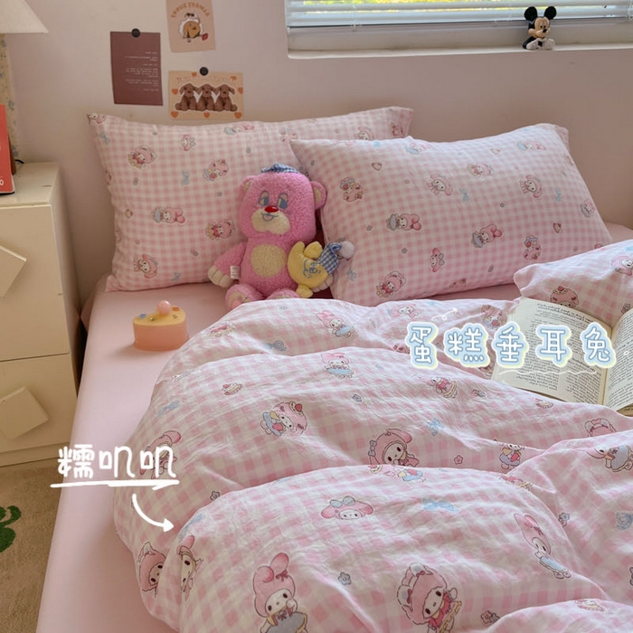 91家纺网 家纺一手货源 找家纺 （总）澜妃 2025新款糯叽叽水洗棉简单款四件套