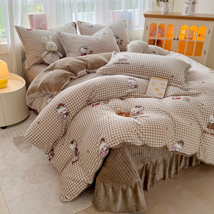 铠畅 2025新款牛奶绒碎花床单床盖四件套 花妖系列云裳-猫咪宝贝