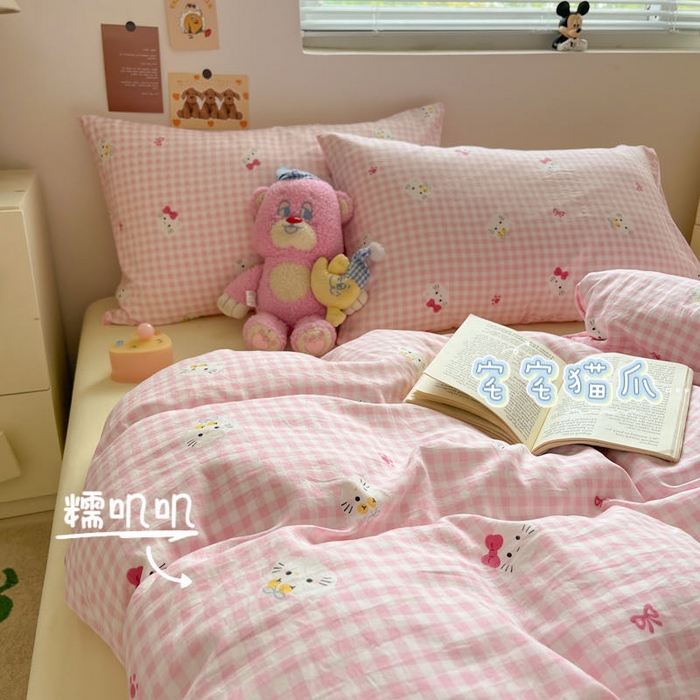 91家纺网 家纺一手货源 找家纺 （总）澜妃 2025新款糯叽叽水洗棉简单款四件套