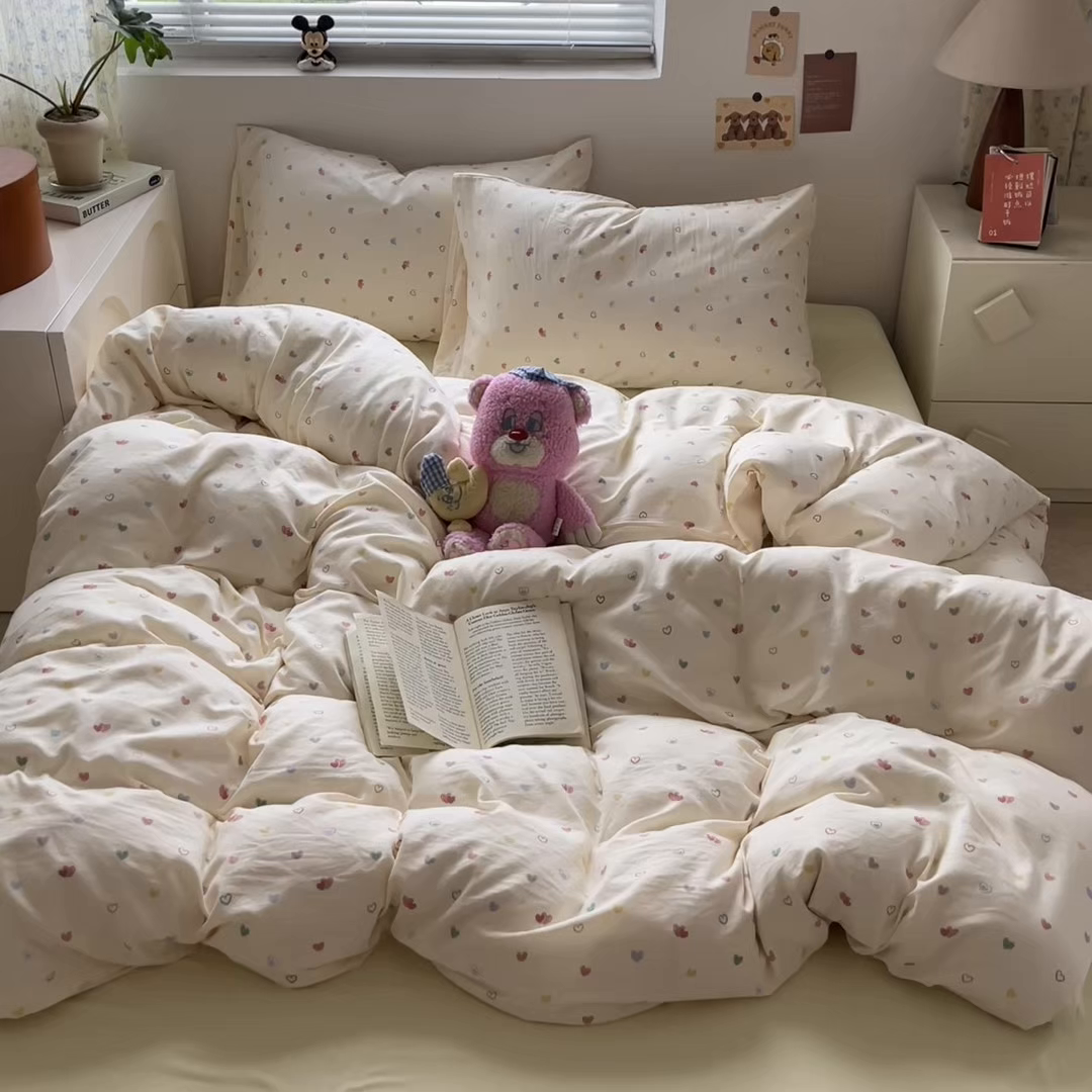 91家纺网 家纺一手货源 找家纺 （总）澜妃 2025新款糯叽叽水洗棉简单款四件套