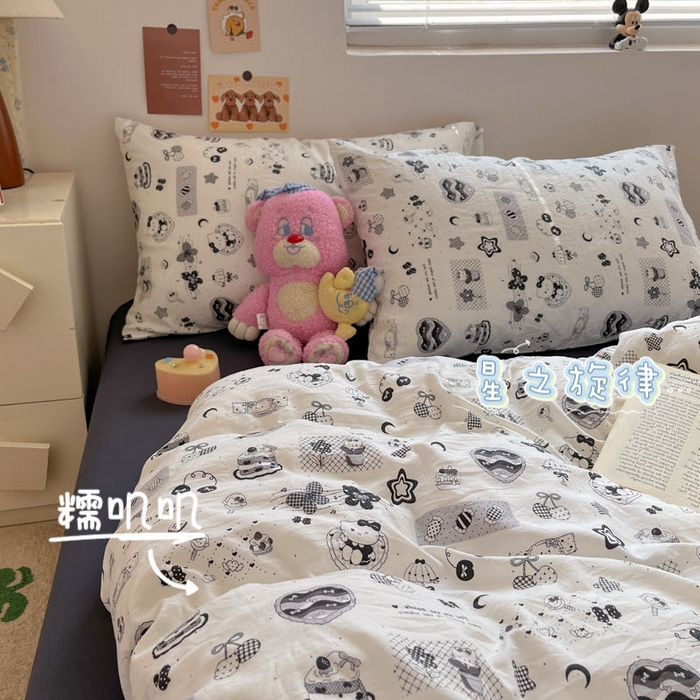 91家纺网 家纺一手货源 找家纺 （总）澜妃 2025新款糯叽叽水洗棉简单款四件套