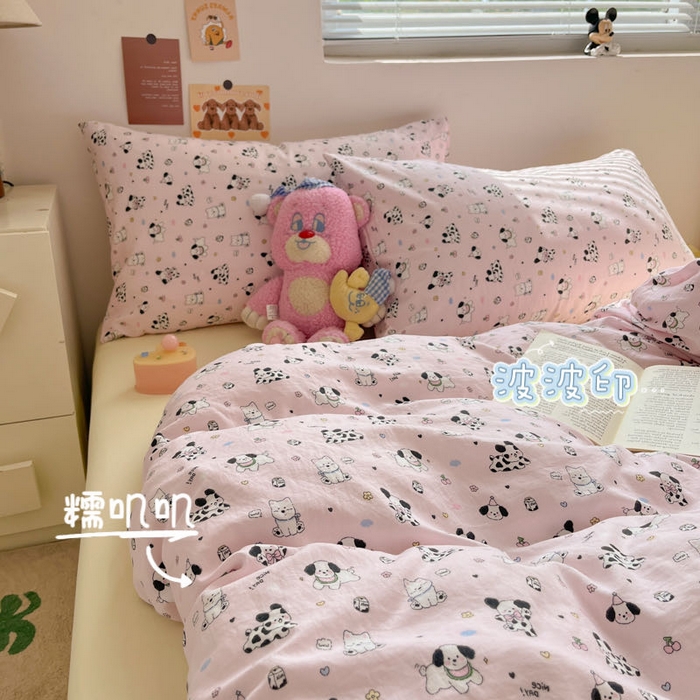 91家纺网 家纺一手货源 找家纺 （总）澜妃 2025新款糯叽叽水洗棉简单款四件套