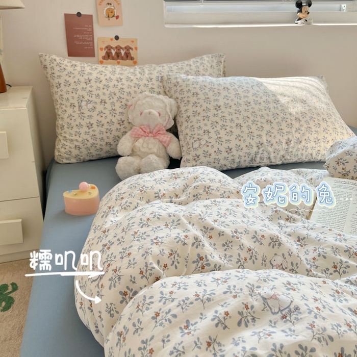 91家纺网 家纺一手货源 找家纺 （总）澜妃 2025新款糯叽叽水洗棉简单款四件套