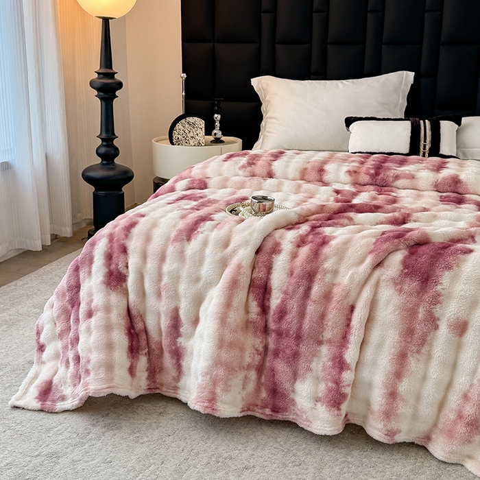 91家纺网 家纺一手货源 找家纺 （总）乐窝家纺仓储 2025新款炫彩水墨画仿兔毛绒大泡泡绒印花法兰绒毛毯毯子大理石纹休闲-水墨画