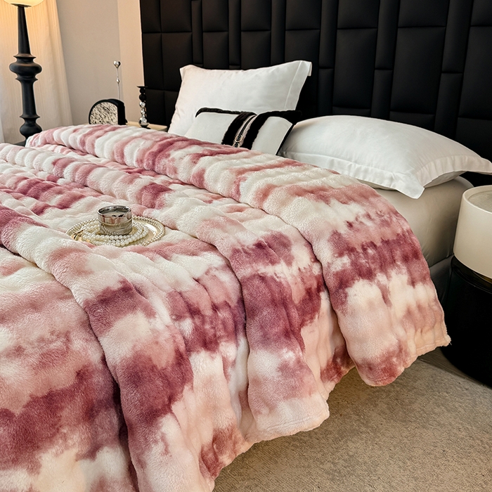 91家纺网 家纺一手货源 找家纺 （总）乐窝家纺仓储 2025新款炫彩水墨画仿兔毛绒大泡泡绒印花法兰绒毛毯毯子大理石纹休闲-水墨画