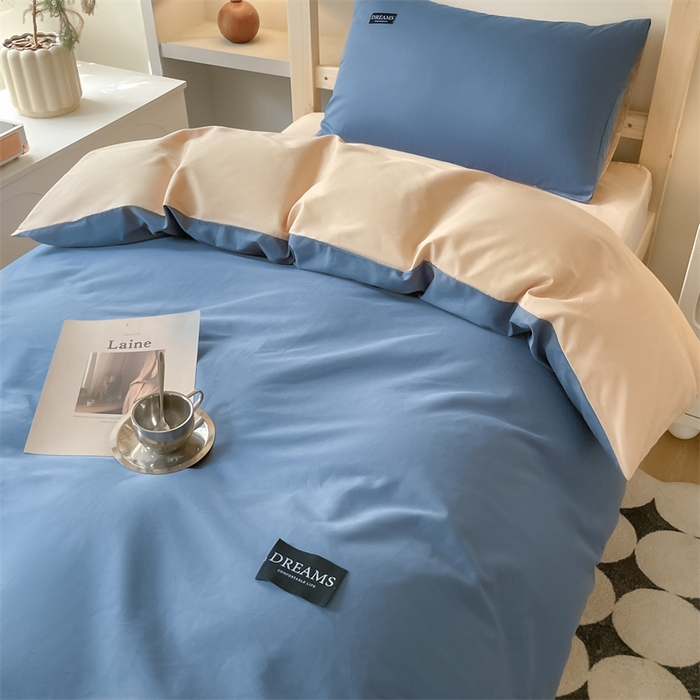 91家纺网 家纺一手货源 找家纺 （总）澜妃 2025新款13372全棉纯棉纯色黑标学生宿舍三件套上下铺三件套