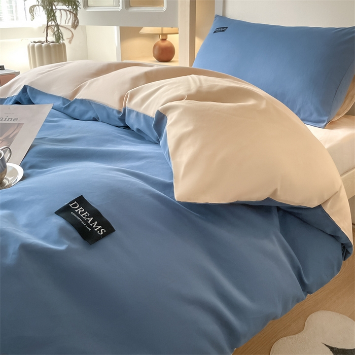 91家纺网 家纺一手货源 找家纺 （总）澜妃 2025新款13372全棉纯棉纯色黑标学生宿舍三件套上下铺三件套