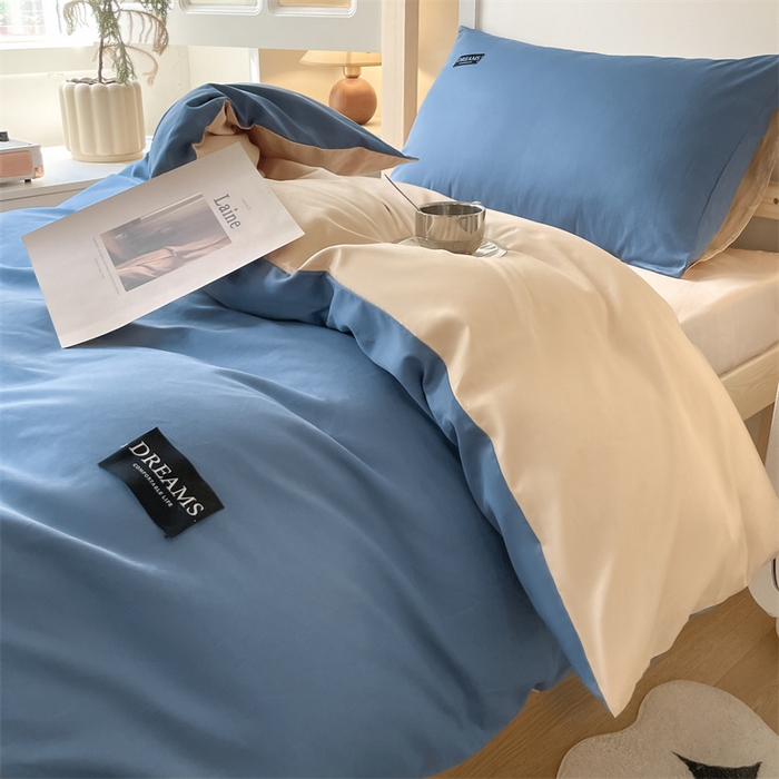 91家纺网 家纺一手货源 找家纺 （总）澜妃 2025新款13372全棉纯棉纯色黑标学生宿舍三件套上下铺三件套