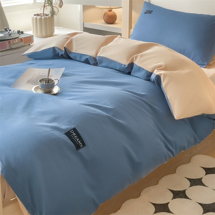 91家纺网 家纺一手货源 找家纺 （总）澜妃 2025新款13372全棉纯棉纯色黑标学生宿舍三件套上下铺三件套