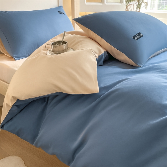 91家纺网 家纺一手货源 找家纺 （总）澜妃 2025新款13372全棉纯棉纯色黑标学生宿舍三件套上下铺三件套