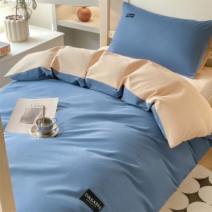 91家纺网 家纺一手货源 找家纺 （总）澜妃 2025新款13372全棉纯棉纯色黑标学生宿舍三件套上下铺三件套