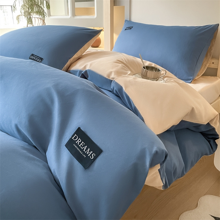 91家纺网 家纺一手货源 找家纺 （总）澜妃 2025新款13372全棉纯棉纯色黑标学生宿舍三件套上下铺三件套