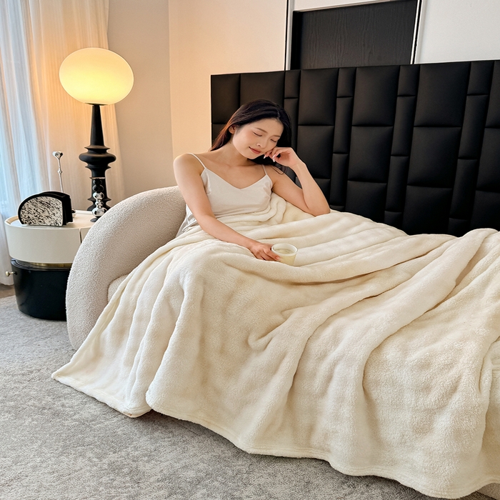 91家纺网 家纺一手货源 找家纺 乐窝家纺仓储 2025新款炫彩水墨画仿兔毛绒大泡泡绒印花法兰绒毛毯毯子大理石纹休闲-水墨画 水墨画-米白