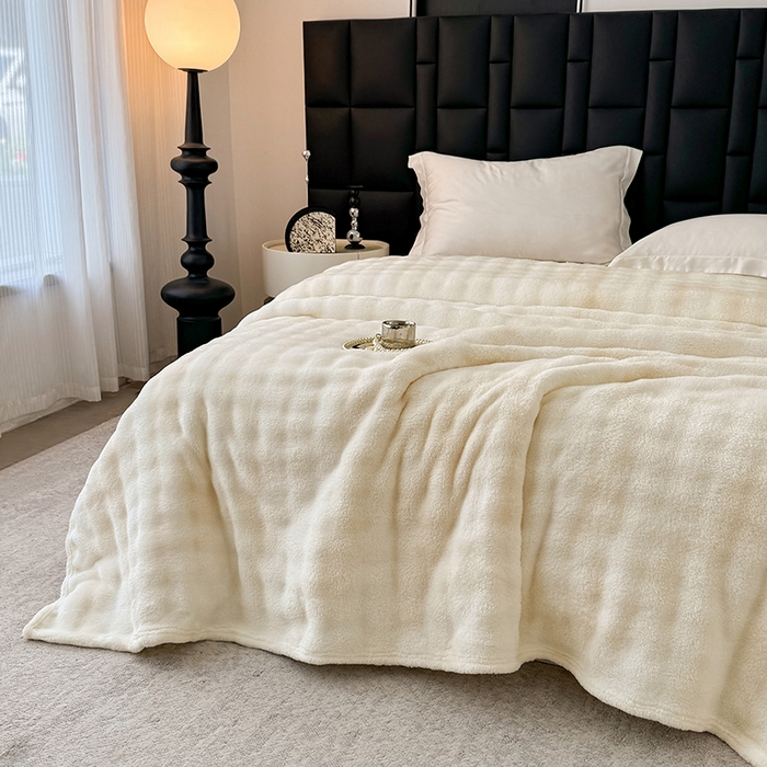 91家纺网 家纺一手货源 找家纺 乐窝家纺仓储 2025新款炫彩水墨画仿兔毛绒大泡泡绒印花法兰绒毛毯毯子大理石纹休闲-水墨画 水墨画-米白