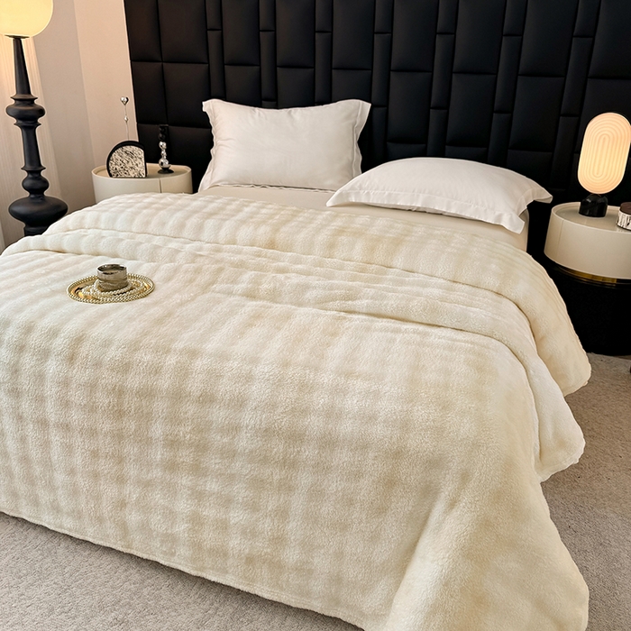 91家纺网 家纺一手货源 找家纺 乐窝家纺仓储 2025新款炫彩水墨画仿兔毛绒大泡泡绒印花法兰绒毛毯毯子大理石纹休闲-水墨画 水墨画-米白