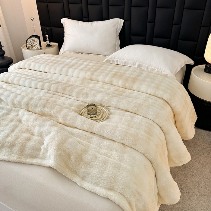 91家纺网 家纺一手货源 找家纺 乐窝家纺仓储 2025新款炫彩水墨画仿兔毛绒大泡泡绒印花法兰绒毛毯毯子大理石纹休闲-水墨画 水墨画-米白