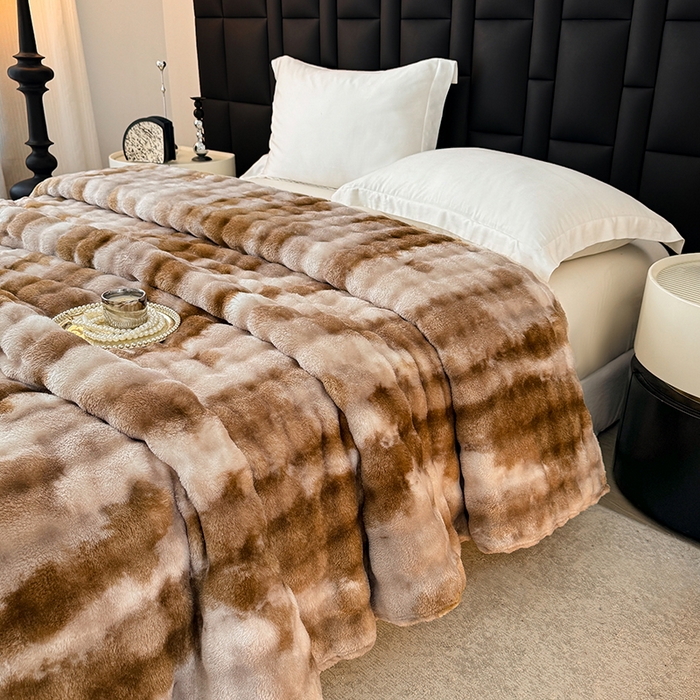 91家纺网 家纺一手货源 找家纺 乐窝家纺仓储 2025新款炫彩水墨画仿兔毛绒大泡泡绒印花法兰绒毛毯毯子大理石纹休闲-水墨画 水墨画-深咖