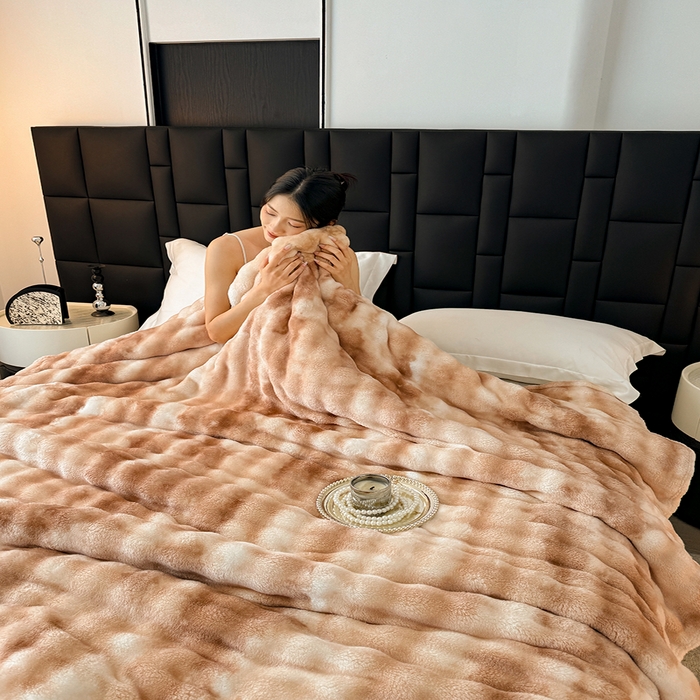 91家纺网 家纺一手货源 找家纺 乐窝家纺仓储 2025新款炫彩水墨画仿兔毛绒大泡泡绒印花法兰绒毛毯毯子大理石纹休闲-水墨画 水墨画-驼