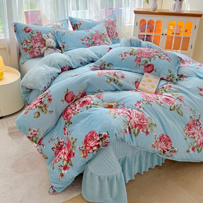 铠畅 2025新款牛奶绒碎花床单床盖四件套 花妖系列云裳-清风约定