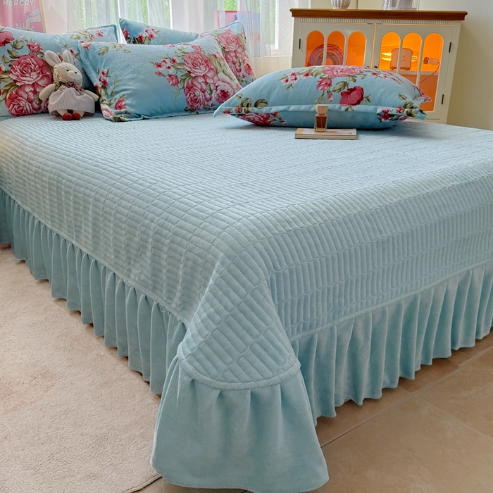 91家纺网 家纺一手货源 找家纺 铠畅 2025新款牛奶绒碎花床单床盖四件套 花妖系列云裳-清风约定