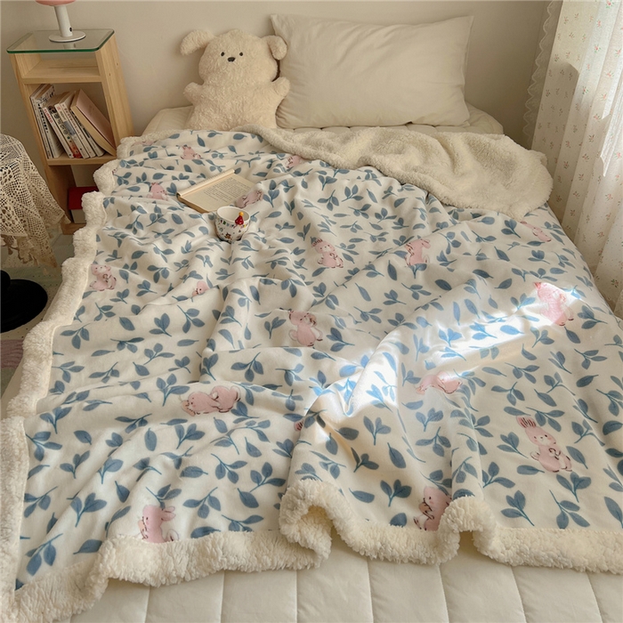 91家纺网 家纺一手货源 找家纺 （总）葡萄家 2025新款A类ins小清新少女可爱奶油猫咪卡通加厚牛奶绒羊羔绒多功能毛毯毯子