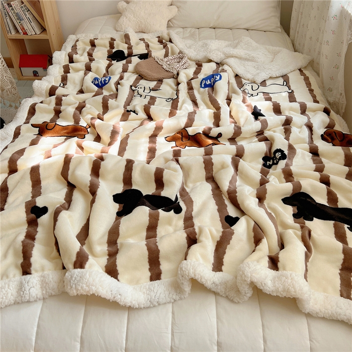 91家纺网 家纺一手货源 找家纺 （总）葡萄家 2025新款A类ins小清新少女可爱奶油猫咪卡通加厚牛奶绒羊羔绒多功能毛毯毯子