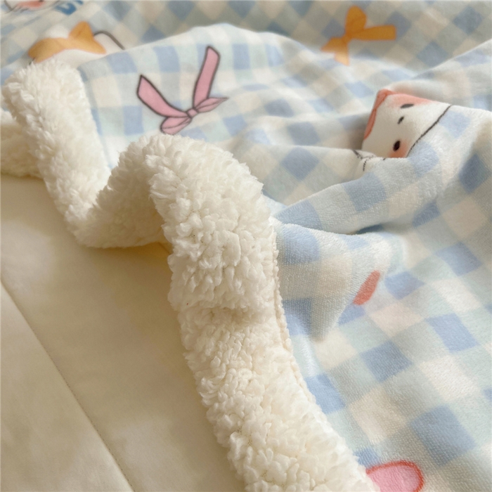 91家纺网 家纺一手货源 找家纺 葡萄家 2025新款A类ins小清新少女可爱奶油猫咪卡通加厚牛奶绒羊羔绒多功能毛毯毯子 绒毛毯-MT蓝格喵喵