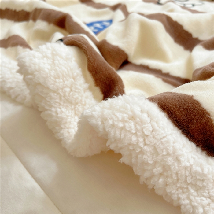 91家纺网 家纺一手货源 找家纺 葡萄家 2025新款A类ins小清新少女可爱奶油猫咪卡通加厚牛奶绒羊羔绒多功能毛毯毯子 绒毛毯-MT咖条狗狗