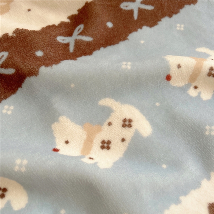 91家纺网 家纺一手货源 找家纺 葡萄家 2025新款A类ins小清新少女可爱奶油猫咪卡通加厚牛奶绒羊羔绒多功能毛毯毯子 绒毛毯-MT波西狗狗