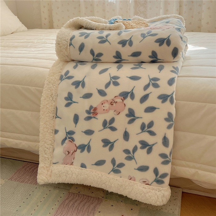 91家纺网 家纺一手货源 找家纺 葡萄家 2025新款A类ins小清新少女可爱奶油猫咪卡通加厚牛奶绒羊羔绒多功能毛毯毯子 绒毛毯-MT可可兔