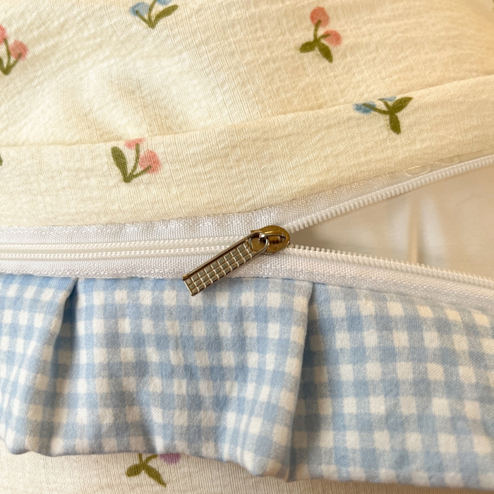 91家纺网 家纺一手货源 找家纺 （总）澜妃 2025新款学生季少女心褶皱花边毛巾绣学生宿舍三四件套上下铺三四件（小红书热款）