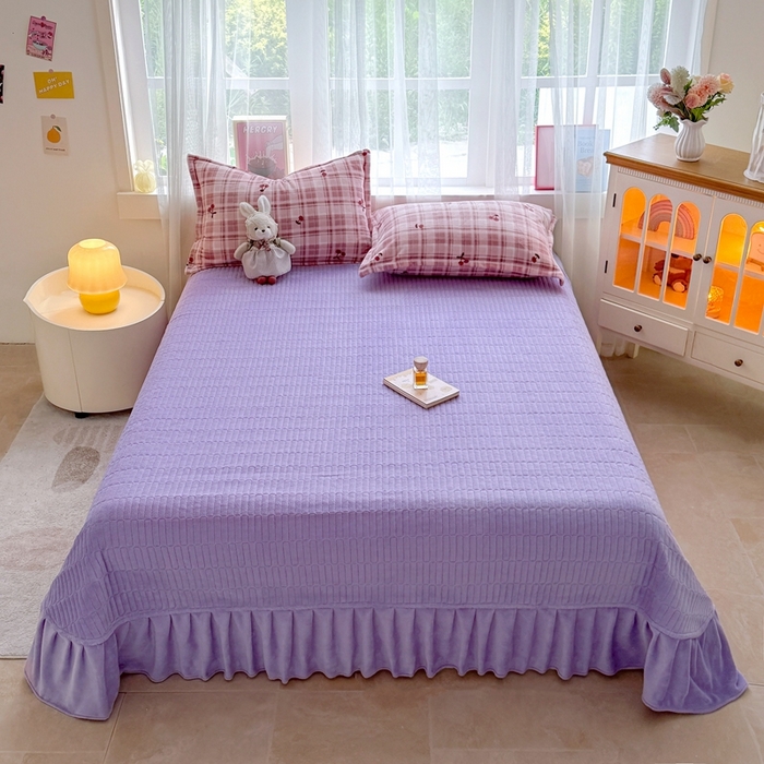 91家纺网 家纺一手货源 找家纺 铠畅 2025新款牛奶绒碎花床单床盖四件套 花妖系列云裳-樱桃