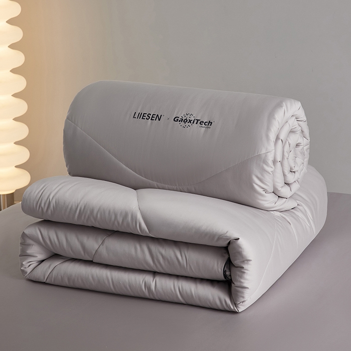 91家纺网 家纺一手货源 找家纺 （总）丽笙被芯 2025新款全棉石墨烯抑菌自发热科技被 被子被芯,灰色