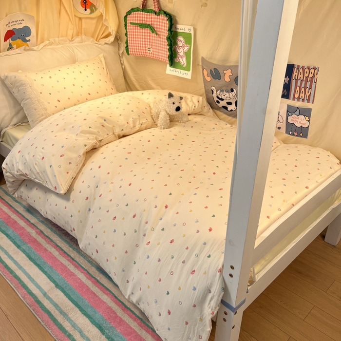 91家纺网 家纺一手货源 找家纺 （总）澜妃 2025新款糯叽叽水洗棉全棉蕾丝花边宿舍床上下铺三件套-艾意系列