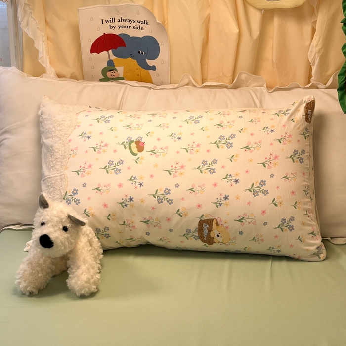 91家纺网 家纺一手货源 找家纺 澜妃 2025新款糯叽叽水洗棉全棉蕾丝花边宿舍床上下铺三件套-艾意系列 艾意-午后时光