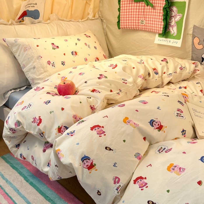 91家纺网 家纺一手货源 找家纺 澜妃 2025新款糯叽叽水洗棉全棉蕾丝花边宿舍床上下铺三件套-艾意系列 艾意-小新控