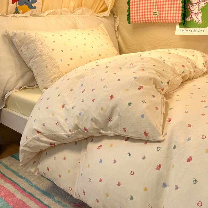 91家纺网 家纺一手货源 找家纺 （总）澜妃 2025新款糯叽叽水洗棉全棉蕾丝花边宿舍床上下铺三件套-艾意系列